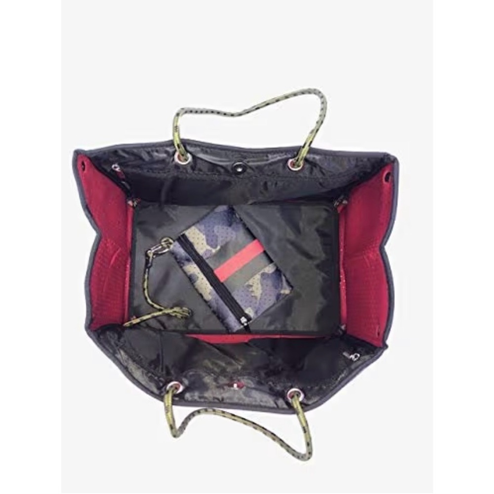 Neoprene Camouflage Tote with Red Stripe - Picture 2 of 10